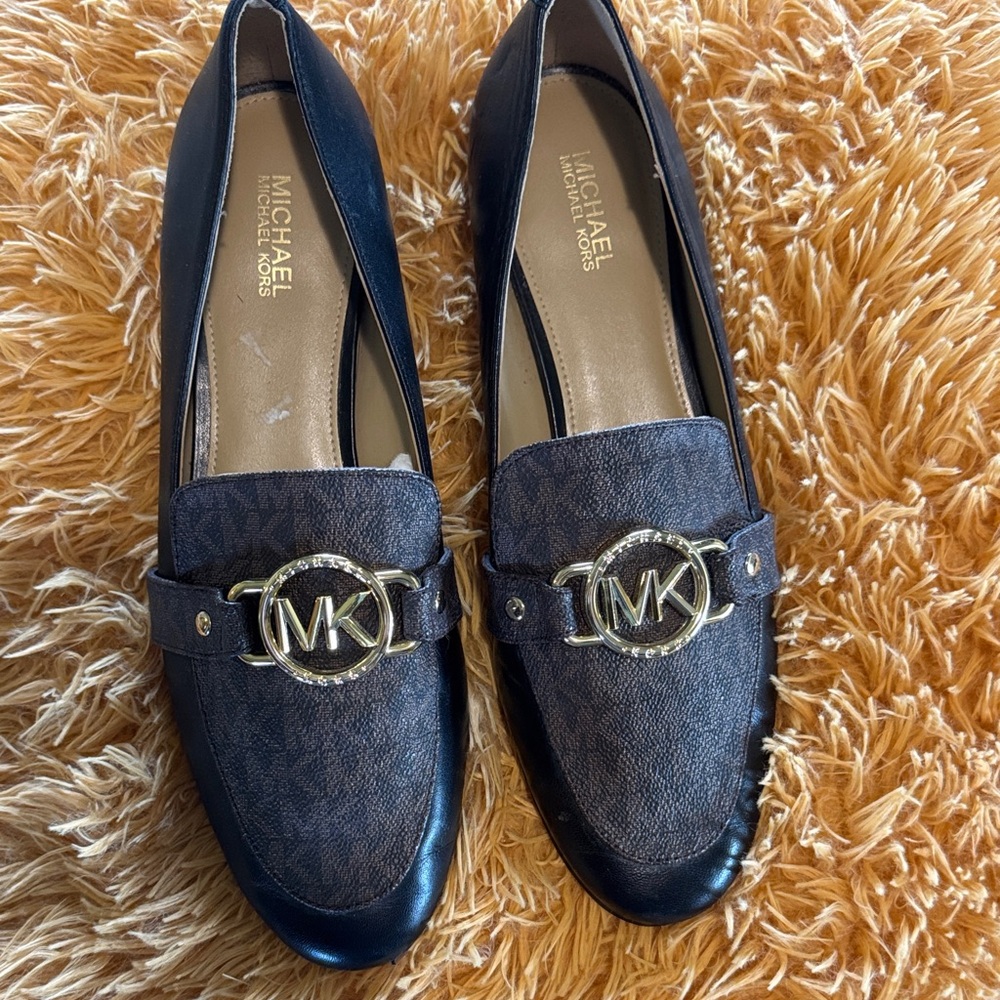 Michael Kors Black and Brown Logo Loafers